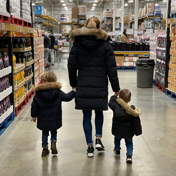 Kelly with children visiting CostCo
